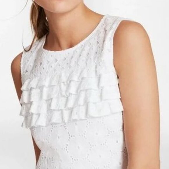 Brooks Brothers Sleeveless Cotton Eyelet Shift Dress in White Size 4 - Picture 3 of 12